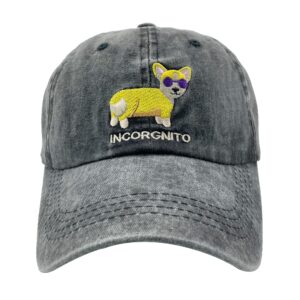 NVJUI JUFOPL Women's Incorgnito Corgi Ponytail Baseball Cap Embroidered Vintage Dad Hat Black