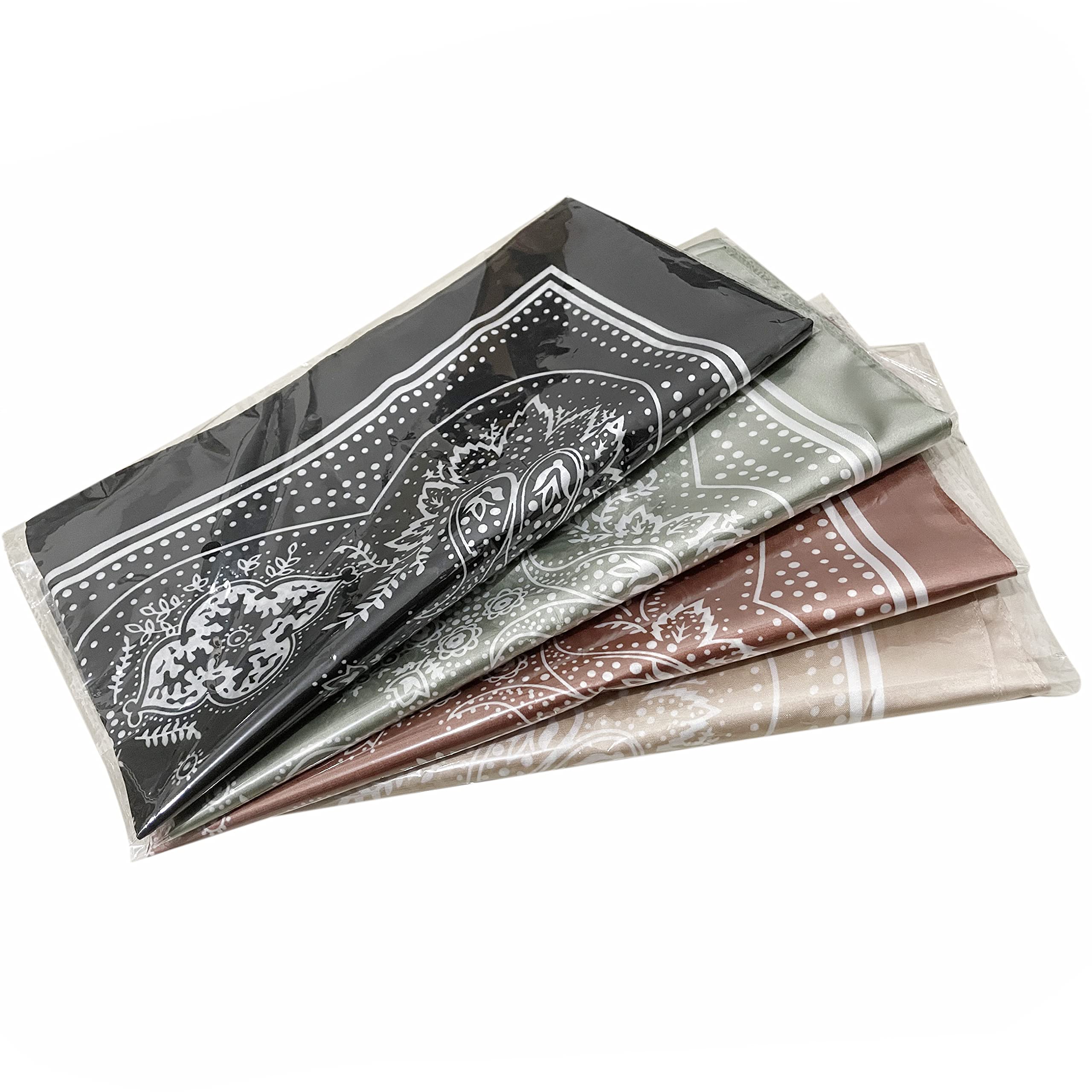 4pcs Silk Feeling Scarf Square Satin Head Scarf for Women Neck Hair Scarves Wraps Headscarf Hair Bandanas Night Sleeping Wrapping, 26.5×26.5 inches