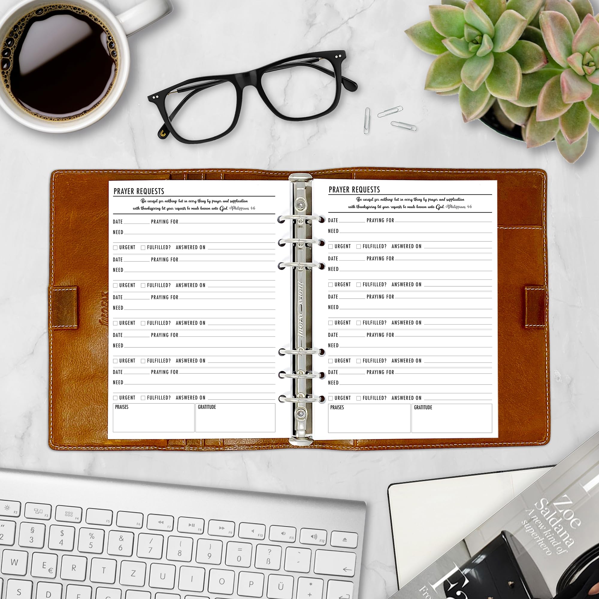 A5 Prayer Requests Planner Insert Refill, 5.83″ x 8.27″, Fits 6-Rings Binders - Filofax, LV GM, Moterm, Choice of Quantity