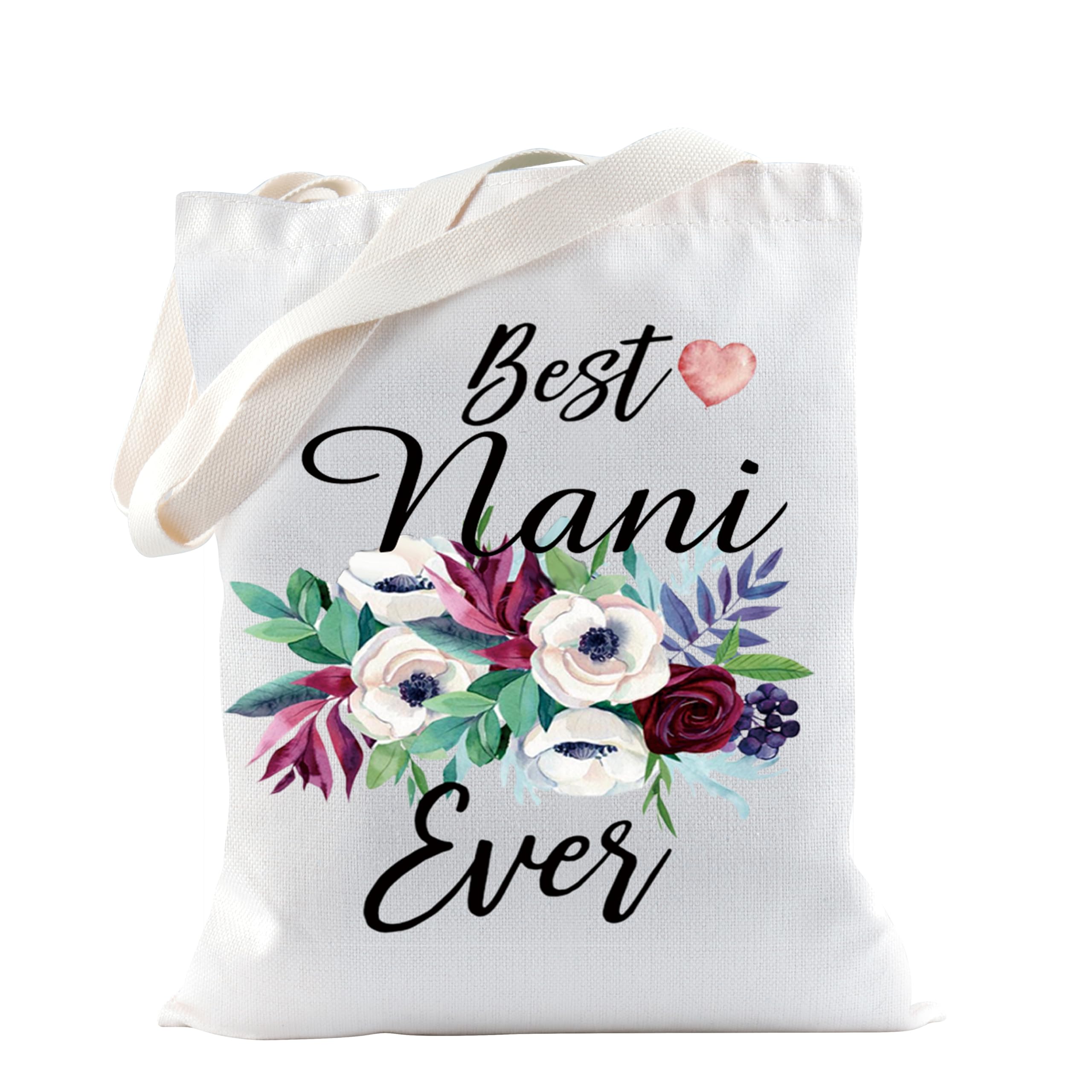 TSOTMO Best Nani Ever Canvas Tote Bag Nani Gift Grandma Gift from Grandchildren Grandma Birthday Gift (Nani canvas)