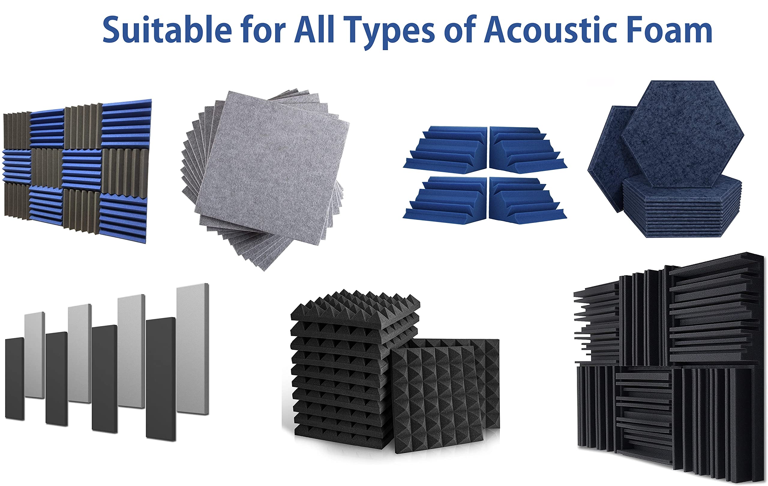 New Path Designs Double-Sided Acoustic Foam Panel Mounting Squares, 48-Pack, Studio-Grade Adhesive Tape, Heavy Duty Bond to Acoustic Panels/Soundproof Foam, No Wall Residue (for 12 Standard Panels)