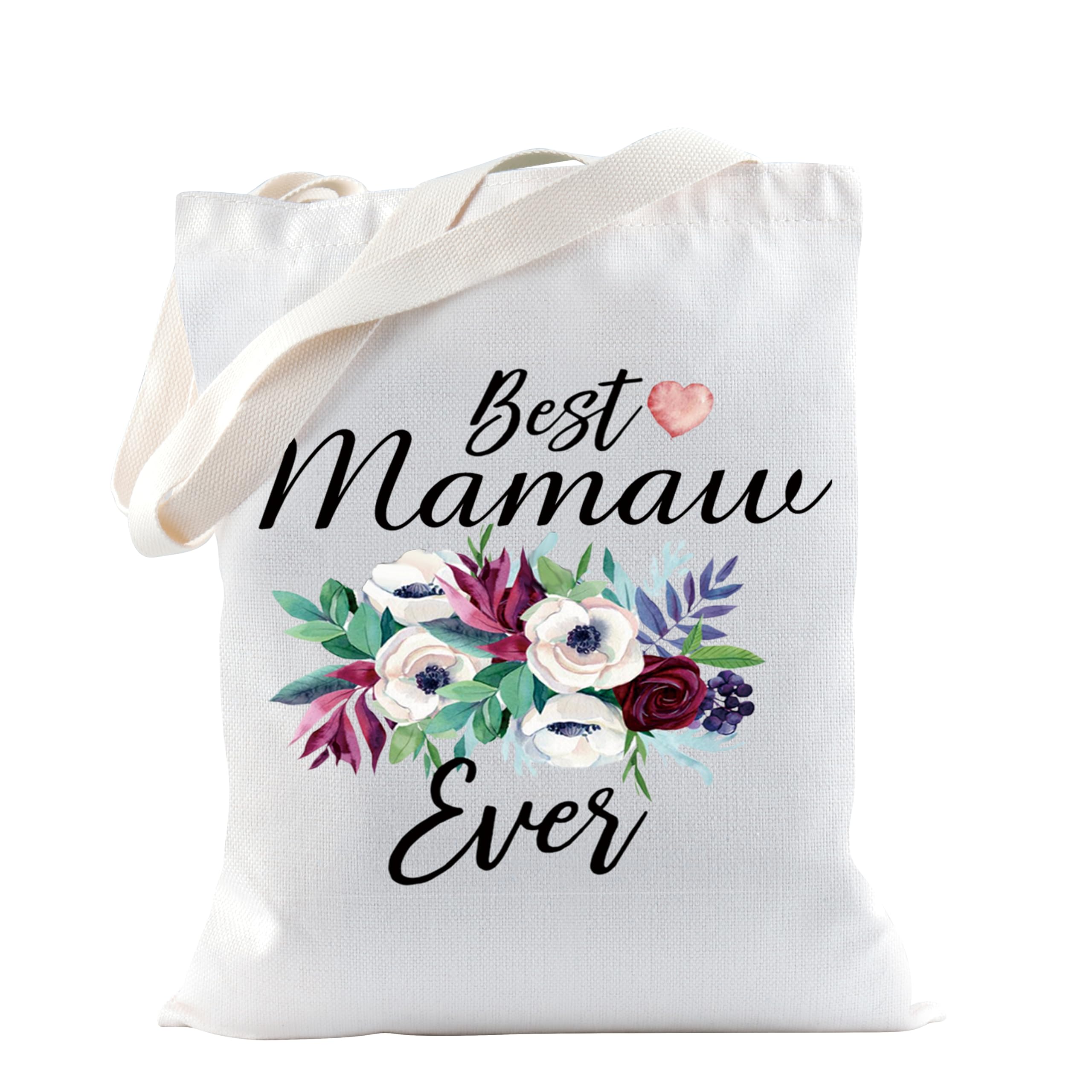 TSOTMO Grandma Gift Mamaw Canvas Tote Bag Best Mamaw Ever Gift Mother's Day Gift (Mamaw canvas)