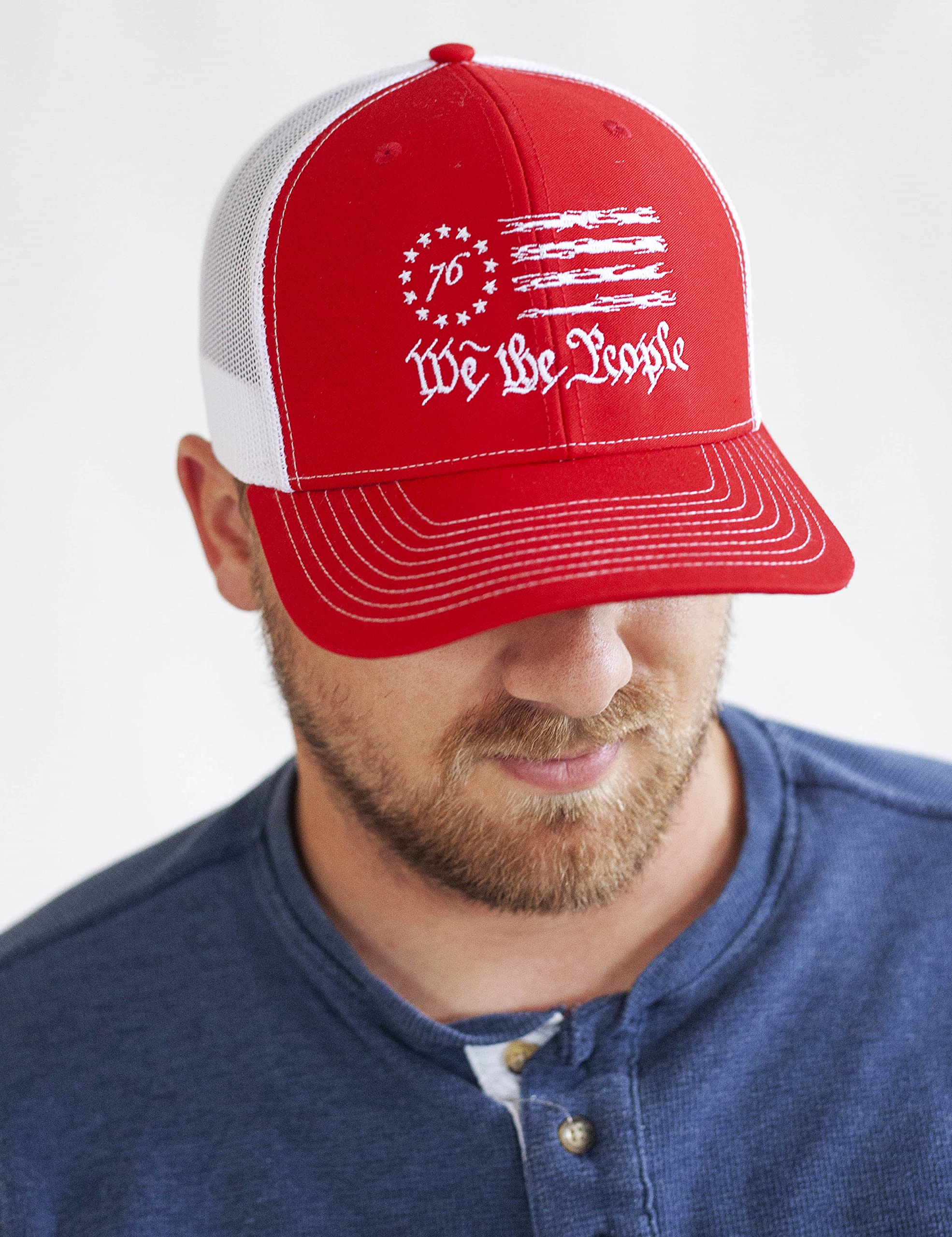 We The People Patriotic USA Flag Embroidered Richardson 112 Trucker Cap Hat