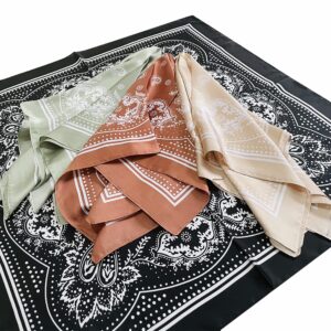 4pcs Silk Feeling Scarf Square Satin Head Scarf for Women Neck Hair Scarves Wraps Headscarf Hair Bandanas Night Sleeping Wrapping, 26.5×26.5 inches