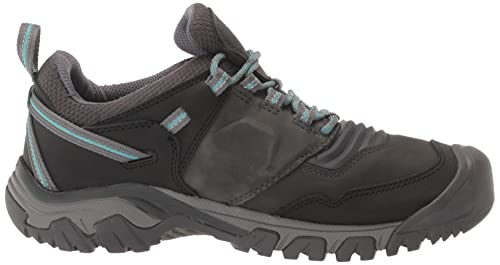 KEEN Women's Ridge Flex Low Height Waterproof Hiking Boots, Raven/Porcelain, 8.5