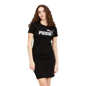 puma womens essentials slim tee dress, puma black, x-small us