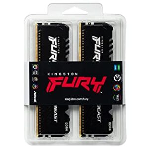 Kingston FURY Beast RGB 32GB (2x16GB) 3200MT/s DDR4 CL16 Desktop Memory Kit of 2 | Infrared Syncing | Intel XMP | AMD Ryzen | Plug n Play | KF432C16BBAK2/32