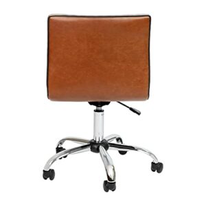 Flash Furniture Alan Office Task Chair - Brown Vinyl - Chrome Frame - Armless - Ribbed Back and Seat - Low Back Design