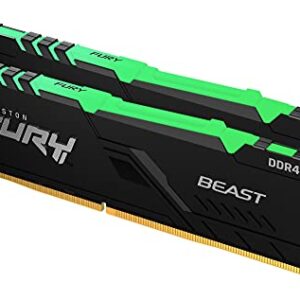 Kingston FURY Beast RGB 32GB (2x16GB) 3200MT/s DDR4 CL16 Desktop Memory Kit of 2 | Infrared Syncing | Intel XMP | AMD Ryzen | Plug n Play | KF432C16BBAK2/32