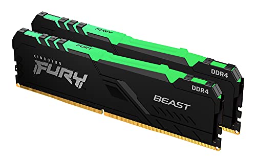 Kingston FURY Beast RGB 32GB (2x16GB) 3200MT/s DDR4 CL16 Desktop Memory Kit of 2 | Infrared Syncing | Intel XMP | AMD Ryzen | Plug n Play | KF432C16BBAK2/32