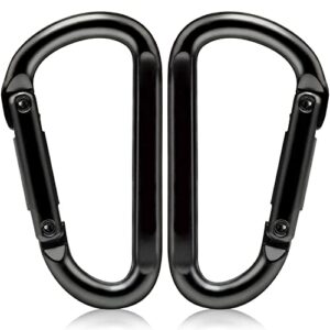 EZYA Carabiner Clip, 860lbs, 3" Iron Heavy Duty Carabiner, D Shape Hook - Hammocks, Camping, Hiking Accessories, Keychains, Caribiniers for Dog Leash, Yoga Swing, Gym etc, Black