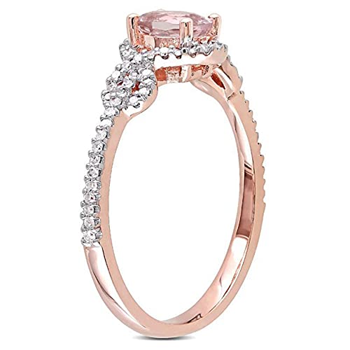 1 1/2 Ct Oval Shape Simulated Pink Morganite & White Cubic Zirconia Side Stone Wedding Engagement Ring In 14K Rose Gold Plated 925 Sterling Silver (1.50 Cttw) Ring Size - 12