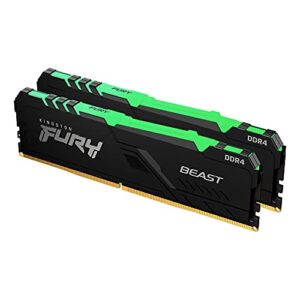 kingston fury beast rgb 32gb (2x16gb) 3200mt/s ddr4 cl16 desktop memory kit of 2 | infrared syncing | intel xmp | amd ryzen | plug n play | kf432c16bbak2/32