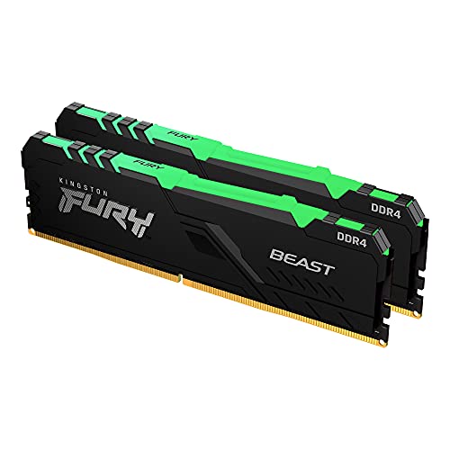 Kingston FURY Beast RGB 32GB (2x16GB) 3200MT/s DDR4 CL16 Desktop Memory Kit of 2 | Infrared Syncing | Intel XMP | AMD Ryzen | Plug n Play | KF432C16BBAK2/32