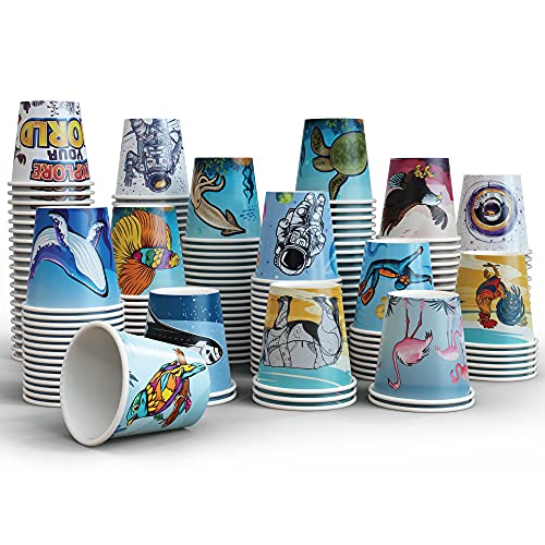 Art Kups [ 2.5 oz - pack of 300 ] Paper Cups - Small Recyclable Bathroom Cups | Disposable Mini Mouthwash Cups | Espresso | Rinse & Gargle Cups for Kids | Party Cups | Doesn't fit into Dixie dispenser