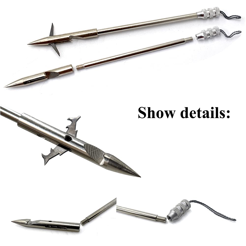 Piaoyu Stainless Steel Detachable Hunting Fish Head Fishing Arrow Darts Slingshot Spiral Tip 6 Pieces Pack (Package2)