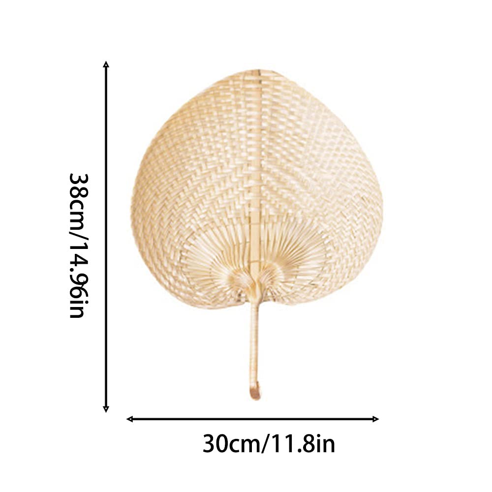 GUITU Natural Raffia Fans, Whole Leaf, Handmade Bamboo Fan, Palm Leaf Handheld Fans, A Must-Have Fan for Hot Summers Exquisite Handicraft(2pcs)