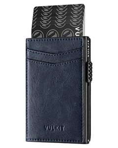 vulkit men's slim wallet pop up card holder rfid blocking metal wallet minimalist design holds up to 11 cards