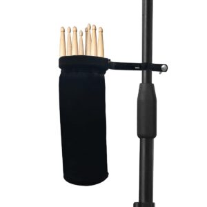 drumstick container bag, drum stick holder drumstick nylon bag for drum set clamp on stick holder bag container(black)