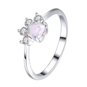 lovely cz pet paw print stacking rings fashion love heart opal puppy dog cat statement ring crystal rhinestone animal promise eterntiy engagement ring tail finger band dainty jewelry gifts for women (8)