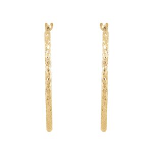 Welry Crystal-Cut Tube Hoop Earrings for Women, 10K Yellow Gold, Jewelry Gift Idea, 28mm