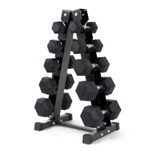 ritfit 250lb hex dumbbell set with 5-tier rack, 10+15+25+35+40lb free weights with rack for strength training, full body functional workouts