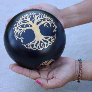 Tibetan Tree Of Life Singing Bowl Mallet Cushion Set ~ For Meditation, Yoga, Spiritual Healing and Mindfulness ~ Extra Large Black