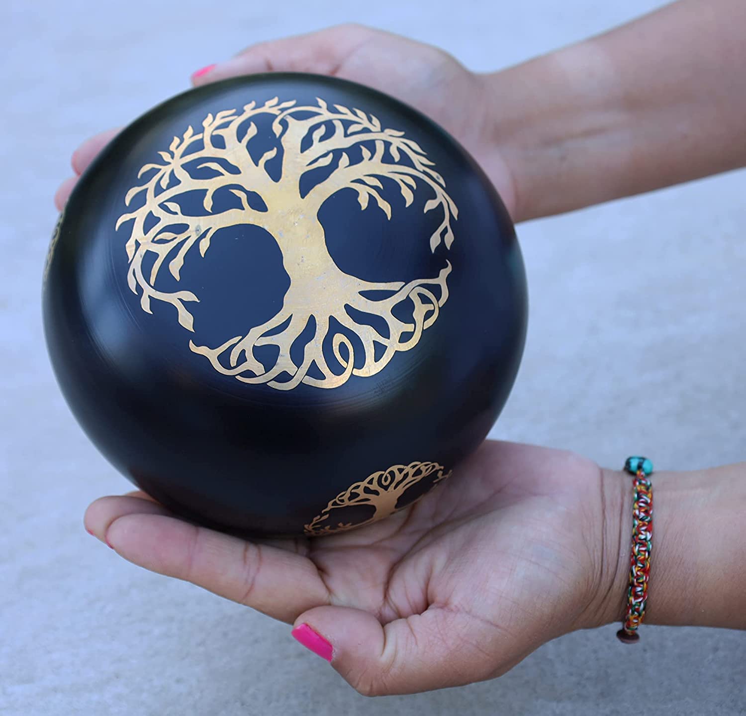 Tibetan Tree Of Life Singing Bowl Mallet Cushion Set ~ For Meditation, Yoga, Spiritual Healing and Mindfulness ~ Extra Large Black