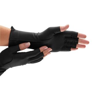 isotoner unisex adult One Pair of Open Finger arthritis gloves, Black, Medium US