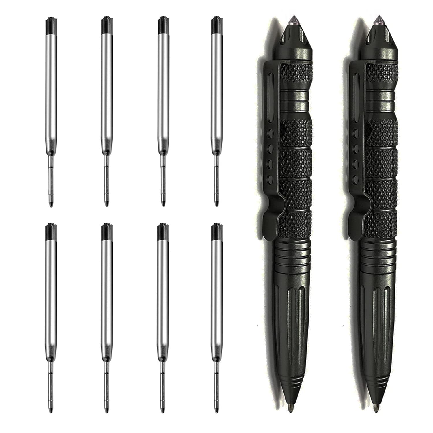 Origin-Joy 2 Pack Tungsten Steel Military Tactical Pen Set, Multifunctional EDC Self Defense Pen With 8 Ballpoint Refills