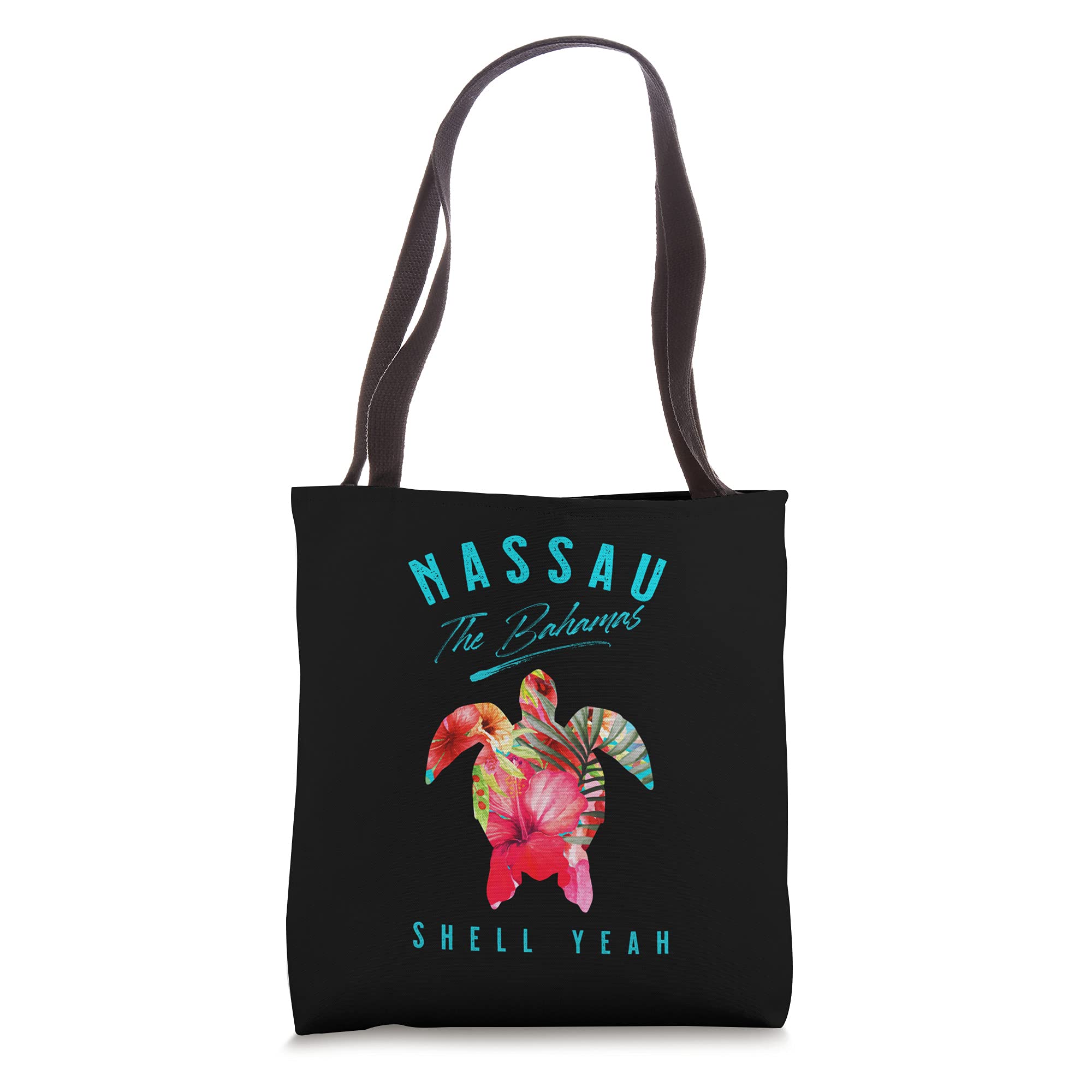 Nassau The Bahamas Tropical Hibiscus Flowers Sea Turtle Tote Bag