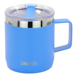 Drinco 14 oz Coffee Mug, Vacuum Insulated Camping Mug with Lid, Double Wall Stainless Steel Travel Mug Insulated Tumblers Coffee Mugs Coffee Cups Tea Cup (Combo, Combo 14oz Blue+Red)