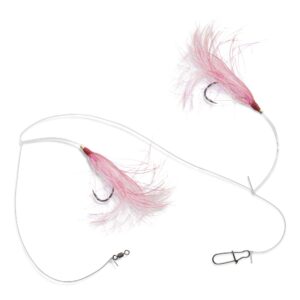 Uncle Mo’s Tackle - 12 Pack Fluke Flounder Killer Hi-Lo Rig – Multicolor Mylar Teaser for Saltwater – BKK Black Size 3/0 Octopus Hook -30lb Heavy Duty Mono 2ft Long-Black Duo-Lock Snaps