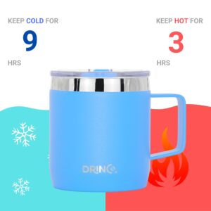 Drinco 14 oz Coffee Mug, Vacuum Insulated Camping Mug with Lid, Double Wall Stainless Steel Travel Mug Insulated Tumblers Coffee Mugs Coffee Cups Tea Cup (Combo, Combo 14oz Blue+Red)