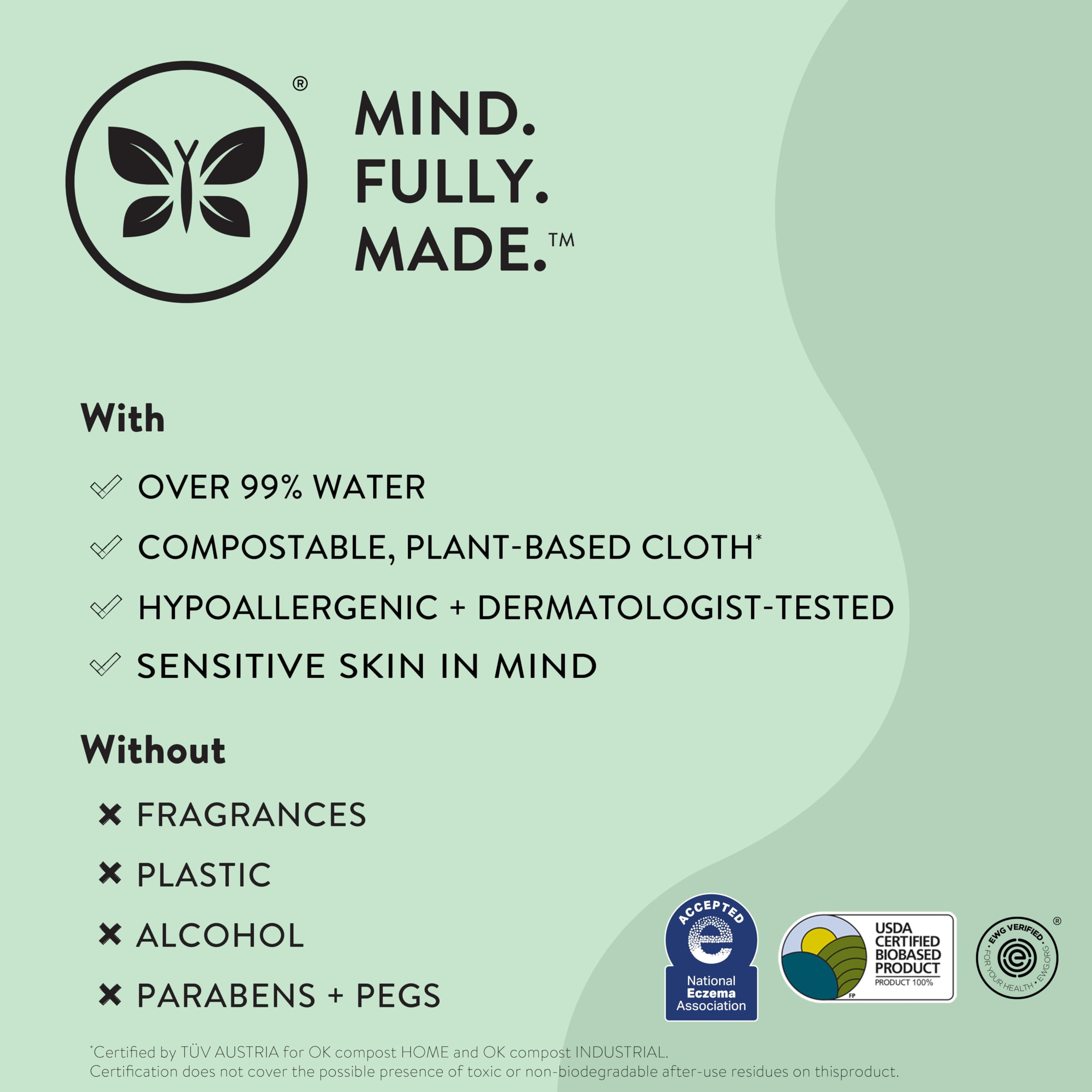 The Honest Company Clean Conscious Unscented Wipes | Over 99% Water, Compostable, Plant-Based, Baby Wipes | Hypoallergenic for Sensitive Skin, EWG Verified | Rainbow, 72 Count