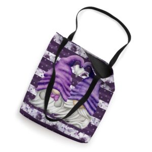 Purple Gnome Lover Motif - Cute Aesthetic Anemones Pattern Tote Bag