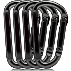 EZYA Carabiner Clip, 860lbs, 3" Heavy Duty Carabiner, D Ring Hooks - Keychains, Camping, Hiking Accessories, Caribiniers for Dog Leash, Hammocks, Yoga Swing, Gym etc, Black, 4PCS