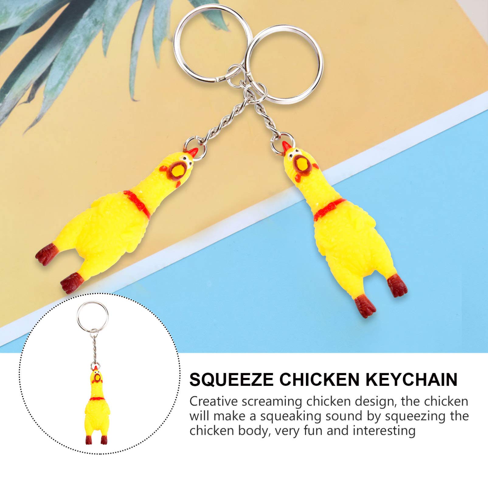 3 Pack Screaming Chicken Keychain, Mini Rubber Squeeze Screaming Chicken Toy Pendant Keychain for Bags Keys