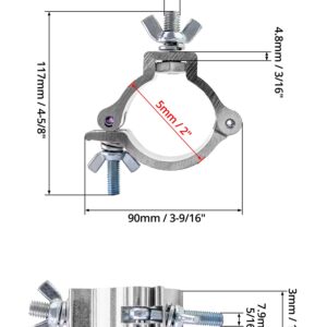 QWORK Truss Clamp Stage Lights Clamp, 10 Pack 2 Inch Aluminum Alloy Lighting Clamp for Truss, Moving Head Light, Fits 48-52mm OD Tube/Pipe, Heavy Duty 220Lbs Load Capacity