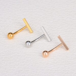 SERYNOW 14g Bar Belly Button Rings Piercing Surgical Steel Belly Button Piercing Bar Belly Rings Curved Navel Barbell Piercing Jewelry (Silver Gold Rose Gold 3pcs)