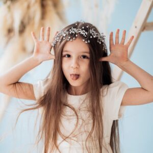 4 Pcs Bridal Flower Girl Headpieces - White Princess Wedding Headbands with Pearls, Rhinestones for Women, Girls Photography (Romantic Style)