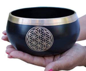 tibetan flower of life singing bowl mallet cushion set ~ for meditation, yoga, spiritual healing and mindfulness ~ extra large