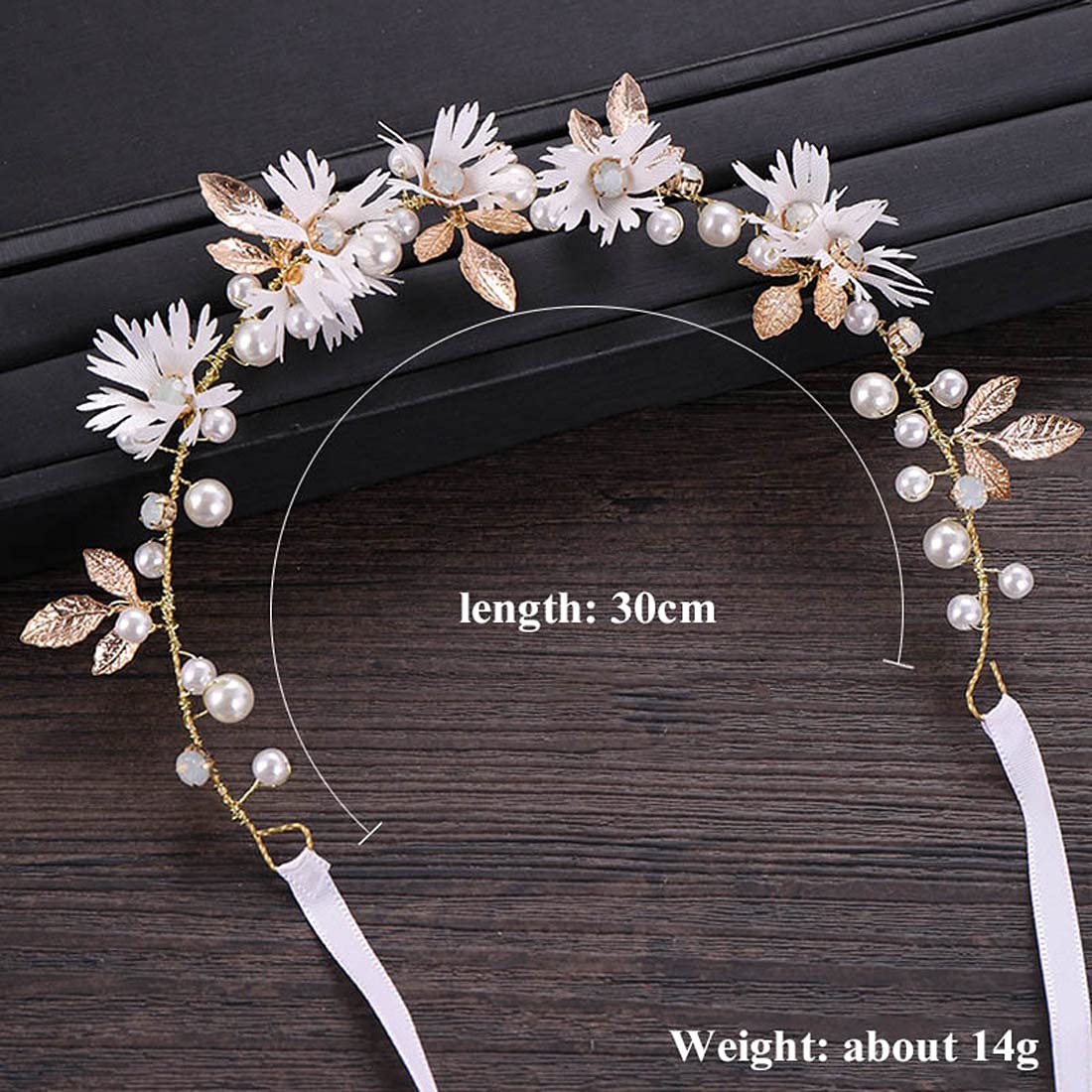 Bridal Hair Vines Crystal Pearls Flower Wedding Hair Accessories Evening Party Tiara Headpiece for Bridesmaid and Flower Girls (Gold)