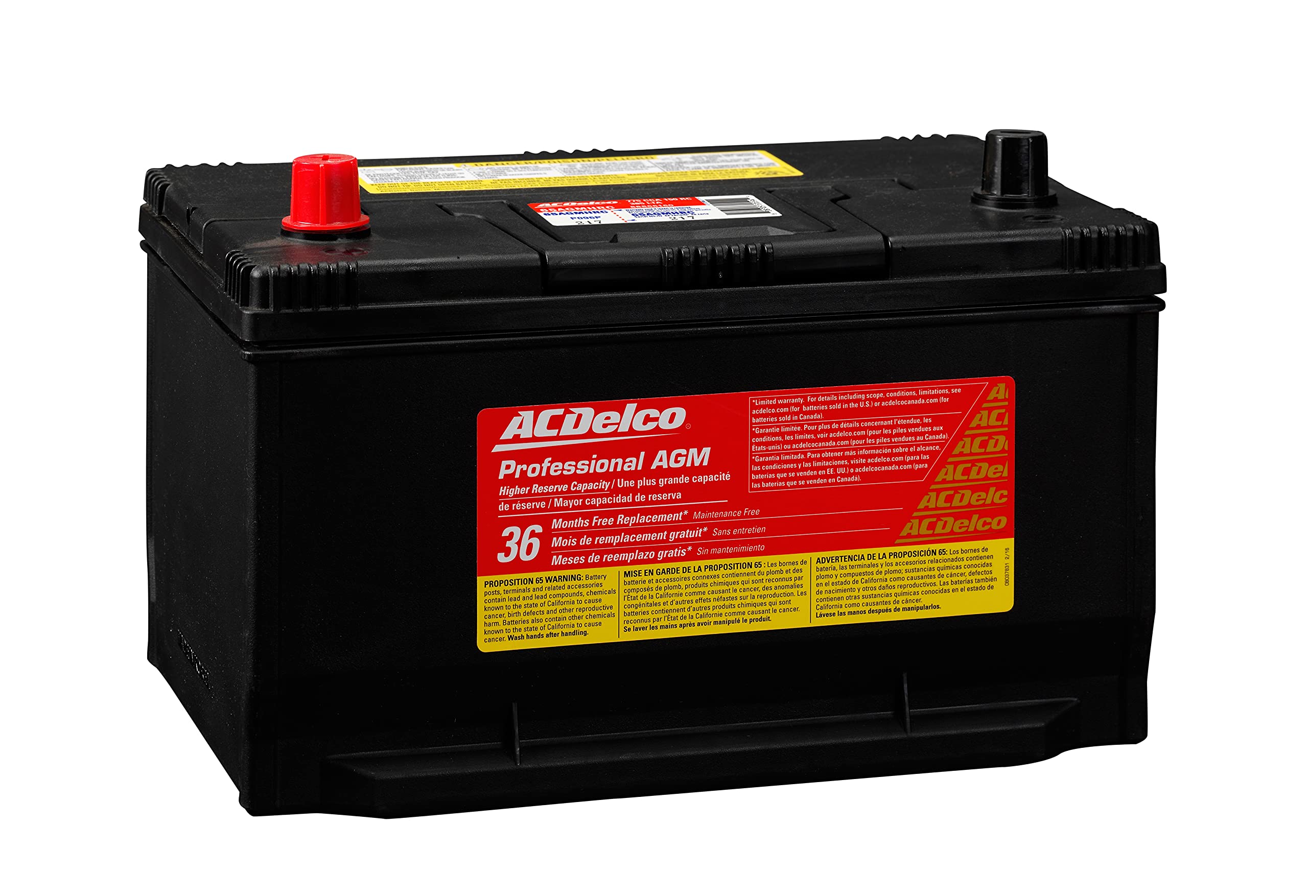 ACDelco Gold 65AGMHRC (88866160) 36 Month Warranty High Reserve AGM BCI Group 65 Battery