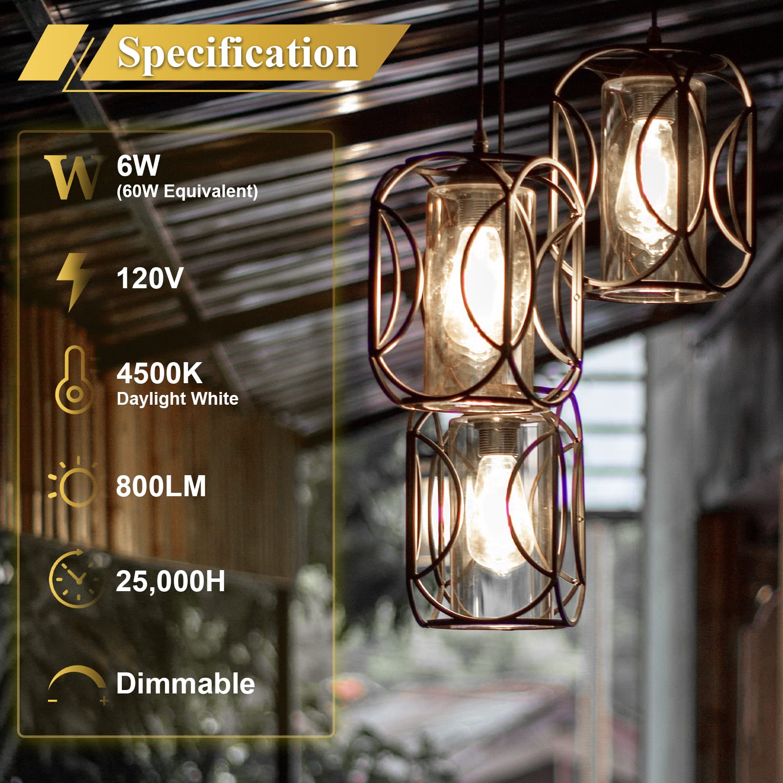 DiCUNO LED Edison Bulb 60 Watt Equivalent, Daylight White 4500K, Dimmable Edison Bulbs ST64, Antique LED Filament Bulb for Kitchen Lighting, 800 LM, Clear Glass, Pack of 4