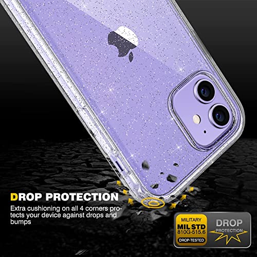 Diaclara Designed for iPhone 12/12 Pro Case, Full Body Rugged Case with Built-in Touch Sensitive Anti-Scratch Screen Protector, Soft TPU Bumper Case for iPhone 12/12 Pro 6.1" (Clear Glitter)