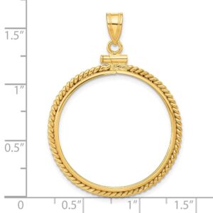 Gold Coin Pendant Mounting - 27mm Coin Size - Twist Rope Frame Design - 14K Yellow Gold - Screw Top with Bail