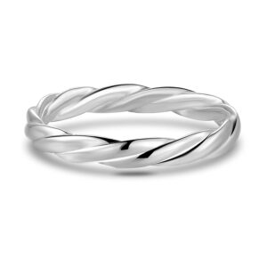 BORUO 925 Sterling Silver Ring, Twisted Eternity Infinity Band Stackable Ring Size 8