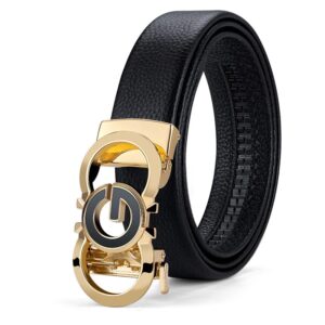 VANNANBA Leather ratchet Belts for Men Automatic Buckle Casual Work Dress Belt with Gift Box