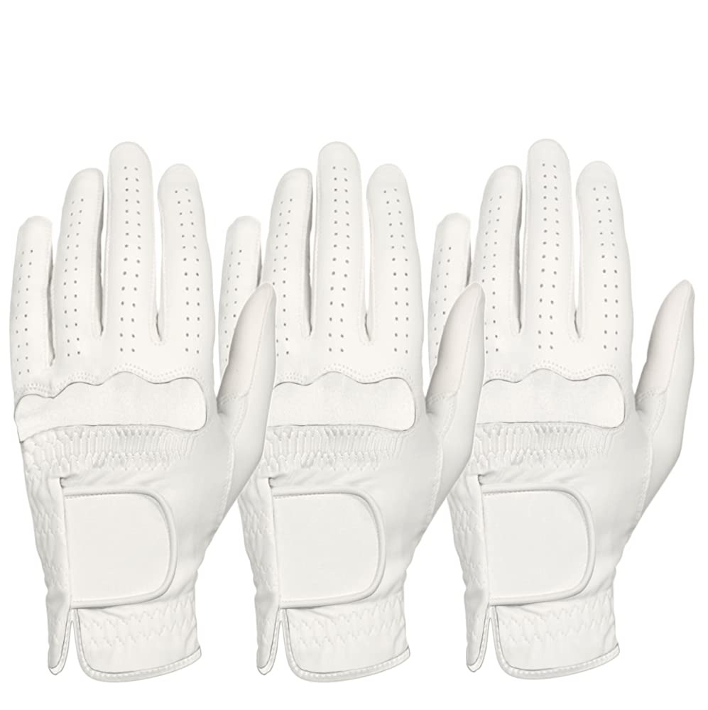 3 Mens All Weather Full Palm Cabretta Golf Gloves (Left) (2XL)